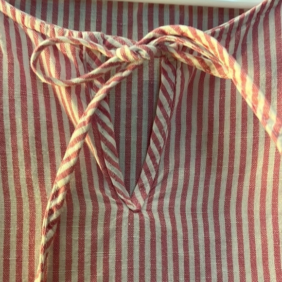 Chico’s linen& cotton 3/4 sleeved pink & white striped blouse. Size Chico 2 - Picture 3 of 7